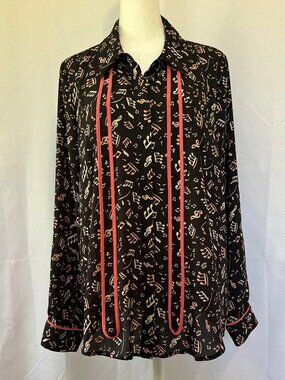 ModCloth Jazz Music Note Women's Blouse w/Tie
